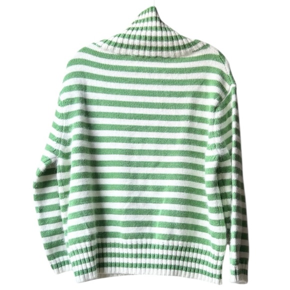 Floor Clothing green white stripe Wool Blend Funnel Neck Sweater Sz S - Picture 7 of 13